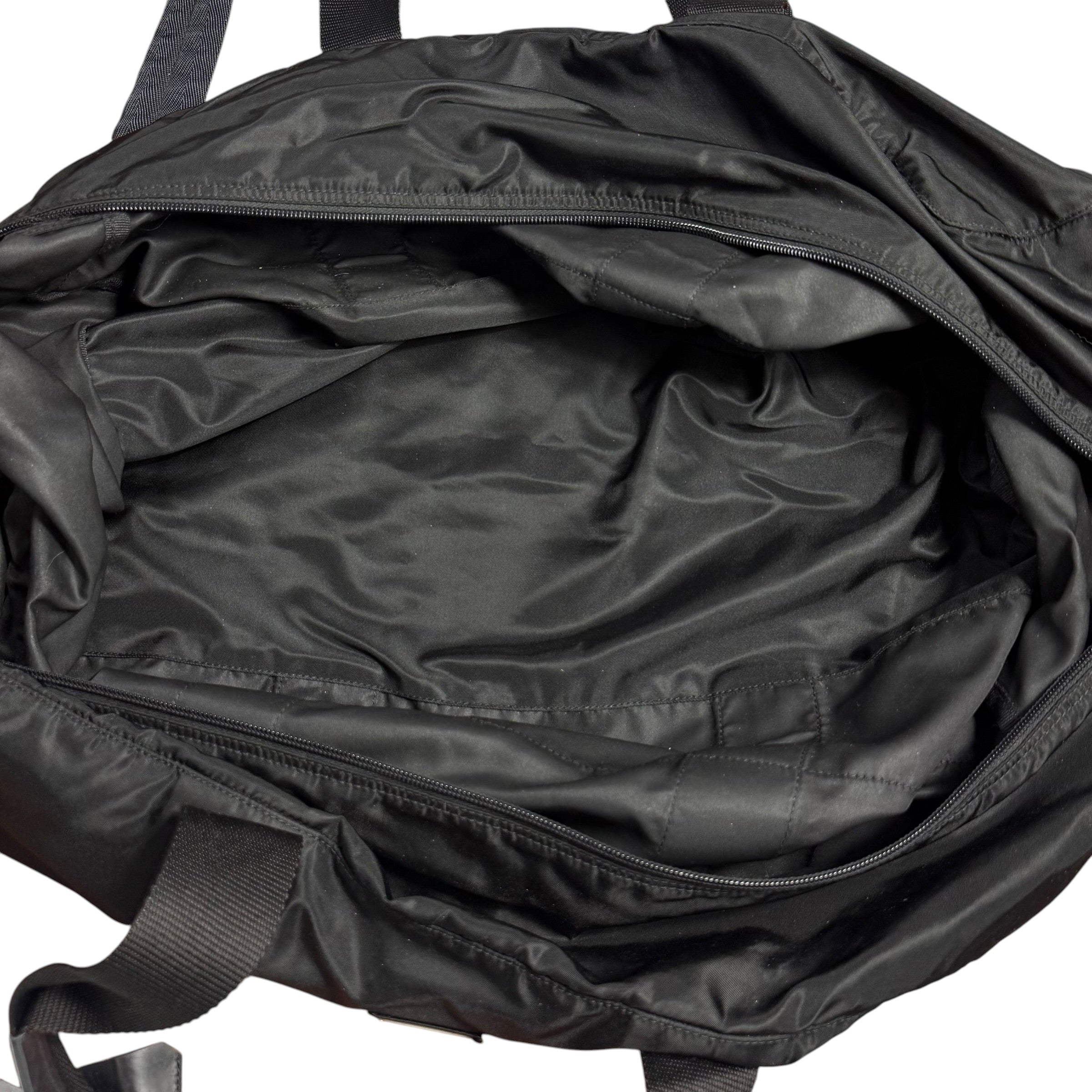 vintage 90s prada black tessuto nylon weekender duffle bag