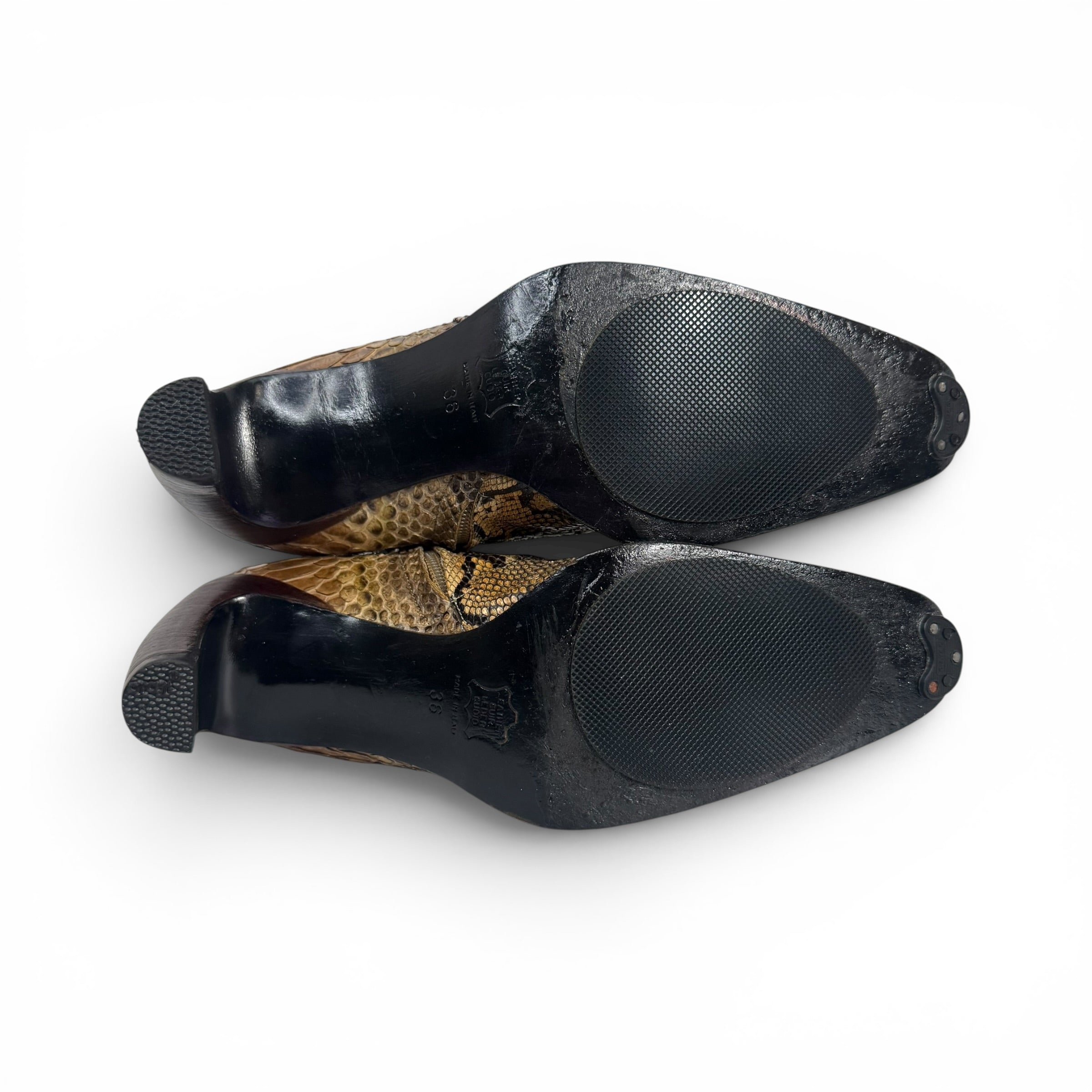 vintage fendi python snakeskin curved heel boots