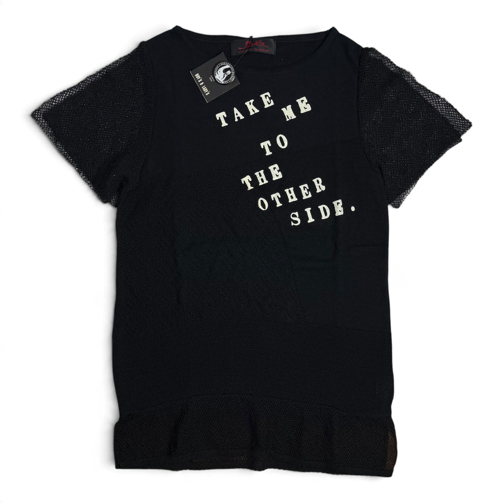 nwt vintage y2k hysteric glamour “take me to the other side” black mesh top