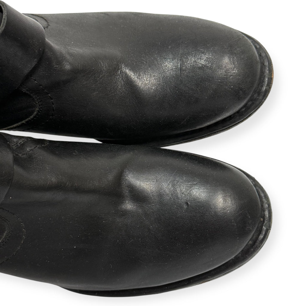 vintage frye black leather moto boots
