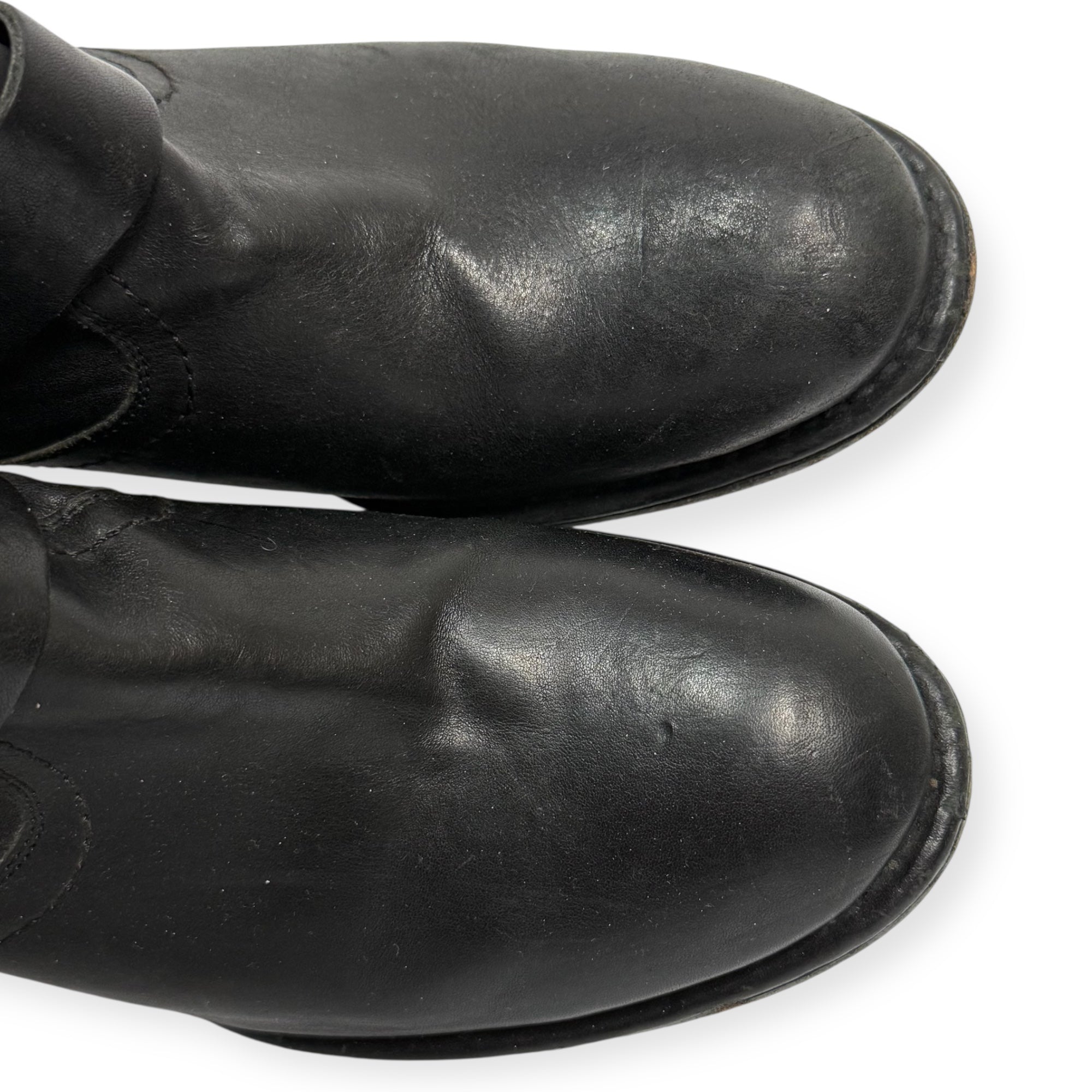 vintage frye black leather moto boots