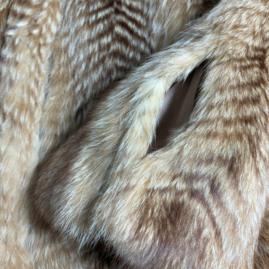 vintage real red fox fur chevron short coat