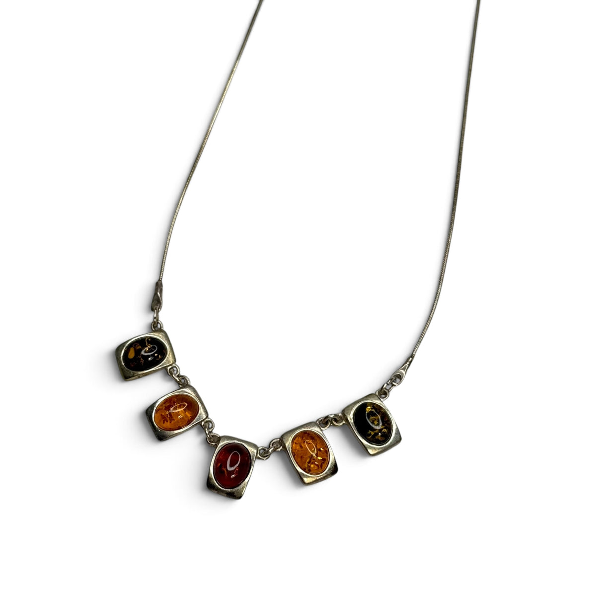 vintage 925 sterling silver multi color baltic amber jewelry set necklace + bracelet + earrings