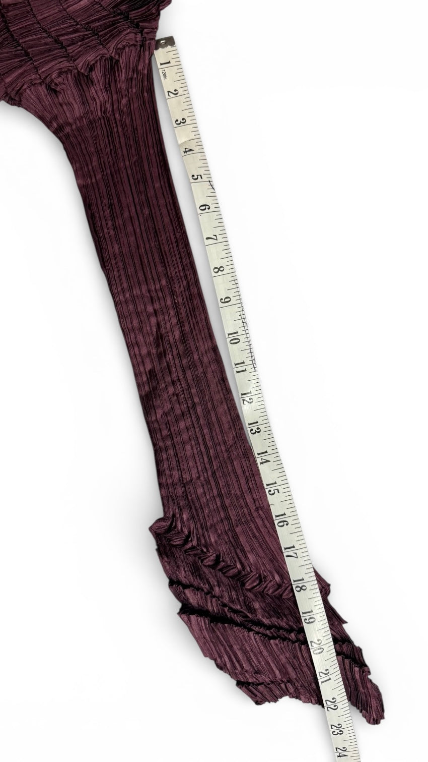 vintage issey miyake mainline sculptural accordion pleated top & skirt set in wine