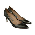 manolo blahnik metallic green patent leather pointed toe bb pumps
