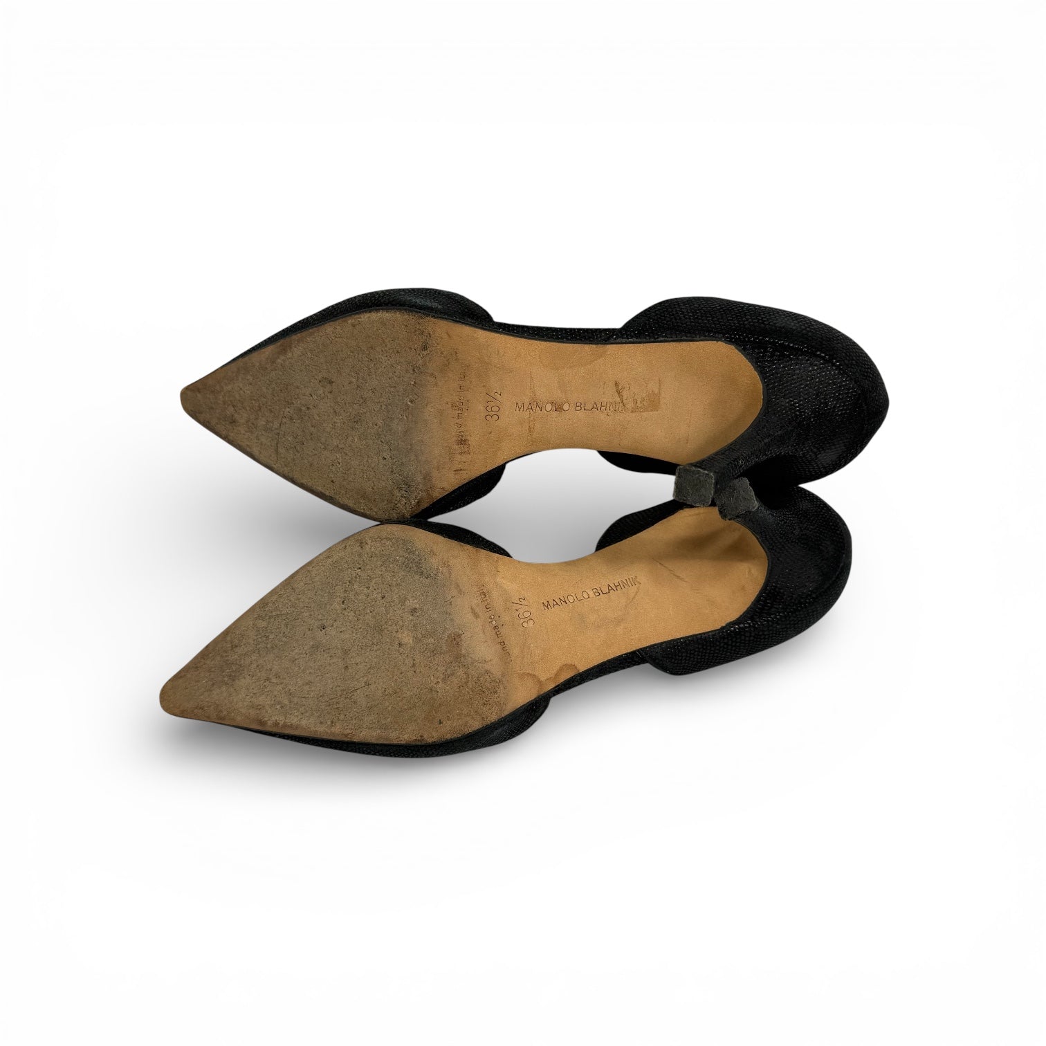 manolo blahnik black lizard embossed d’orsay pumps
