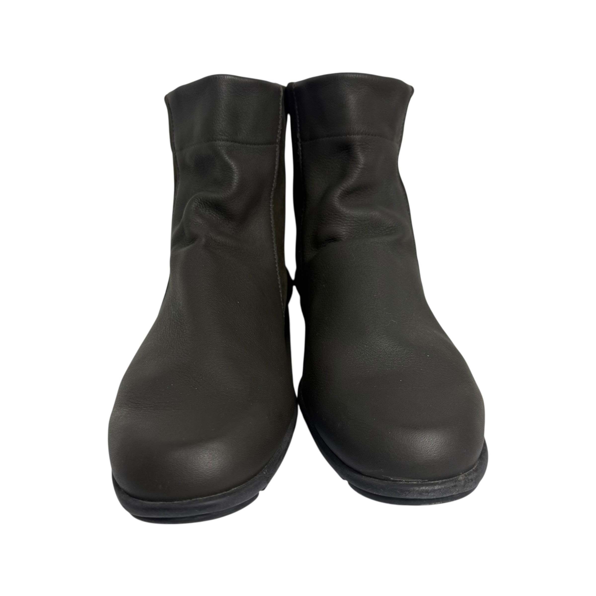 arche france dark green leather and suede ankle boots