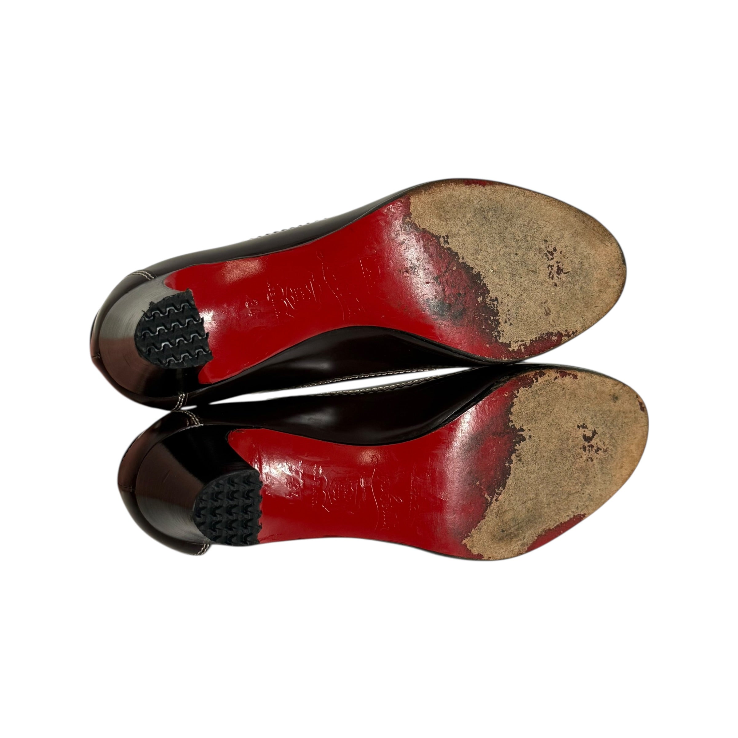 christian louboutin peniche dark brown peep toe pumps