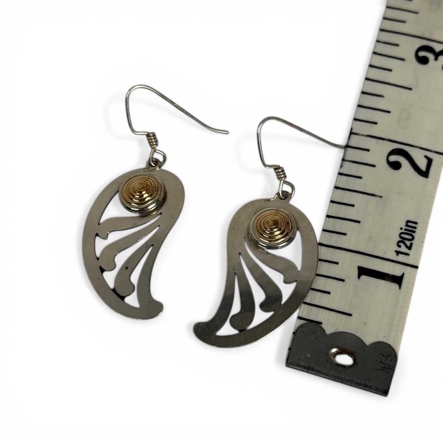 vintage steven stamas two-tone paisley earrings