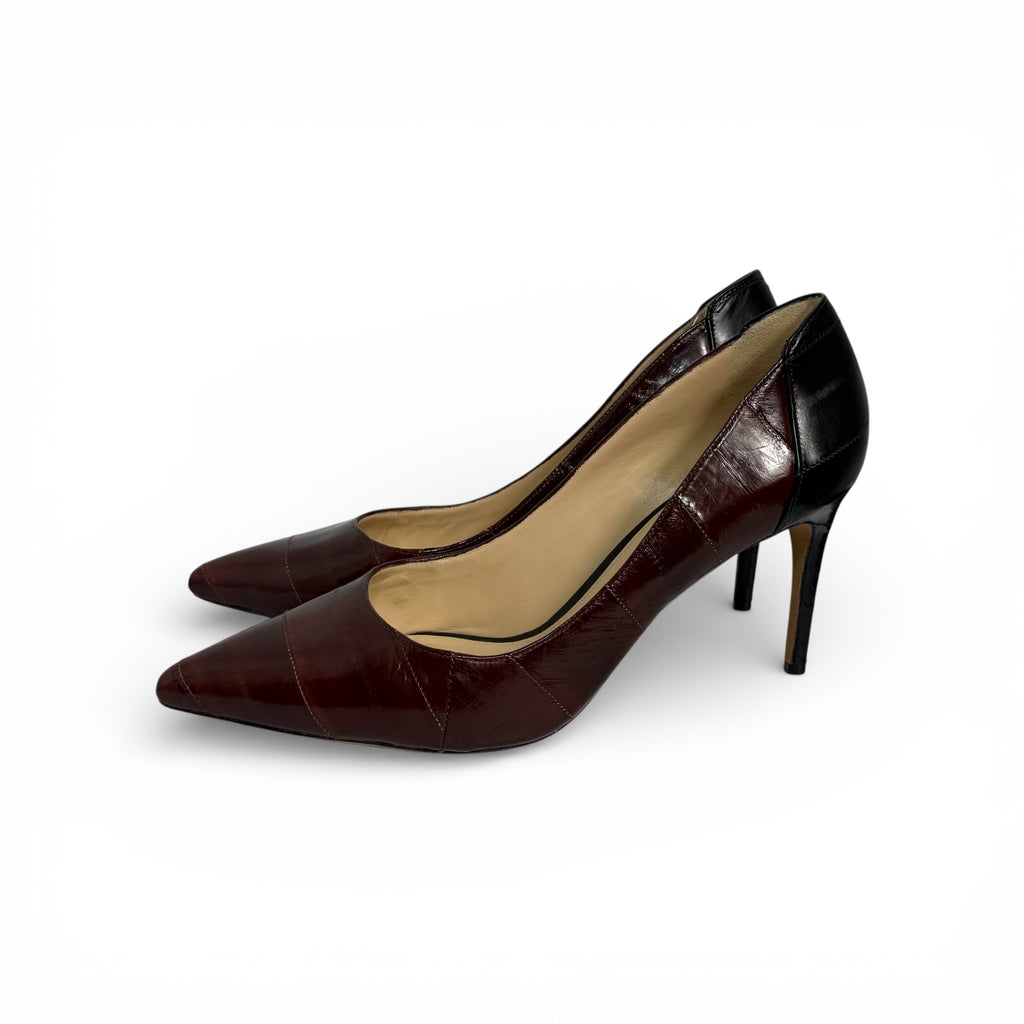 alexandre birman paneled leather pointed toe pumps