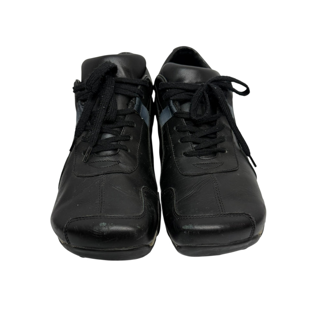 vintage diesel saville black leather square toe sneakers