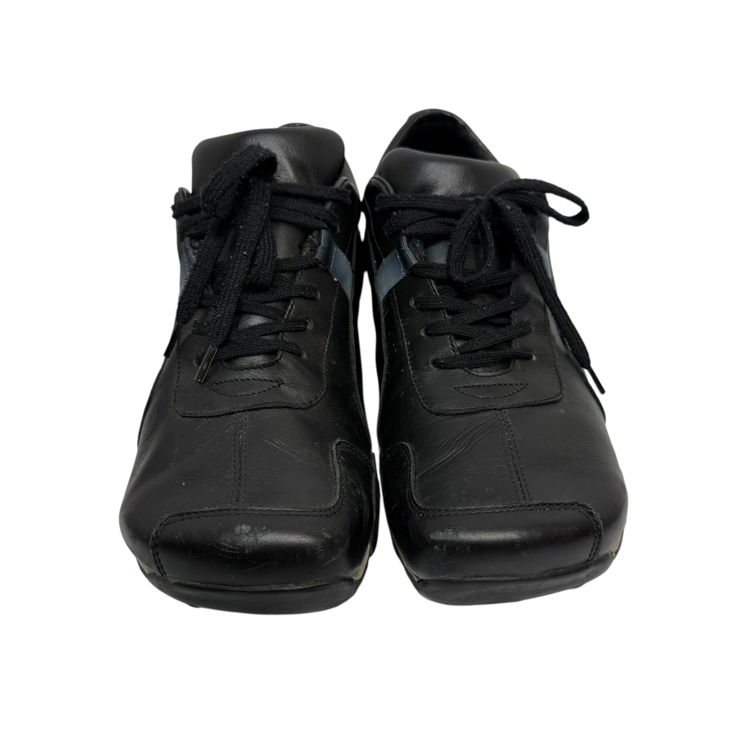 vintage diesel saville black leather square toe sneakers