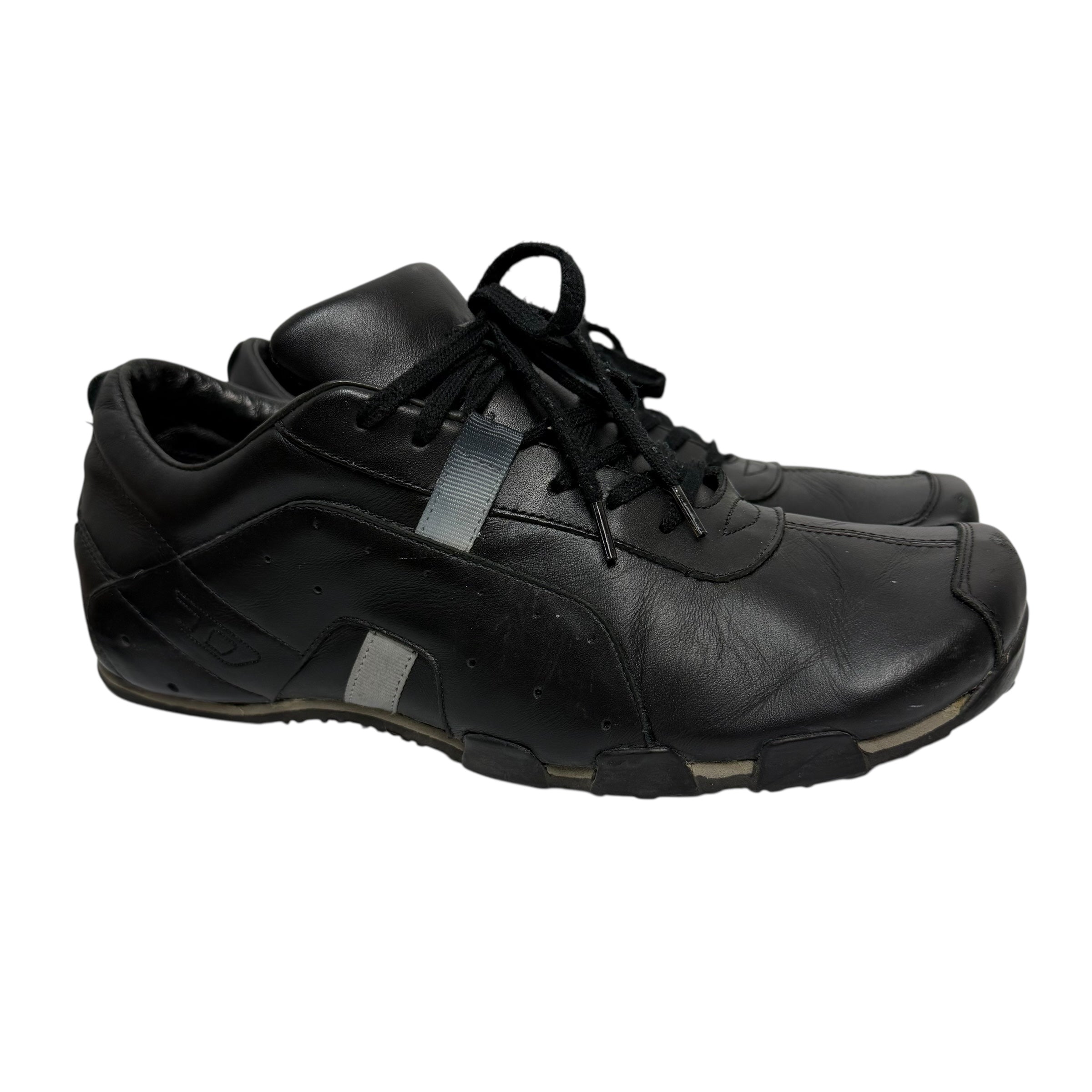 vintage diesel saville black leather square toe sneakers