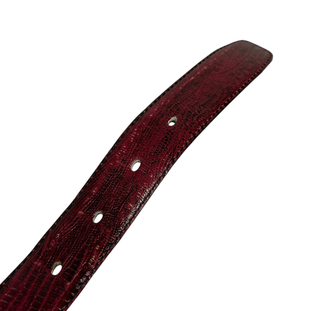 vintage christian dior burgundy lizard embossed leather belt