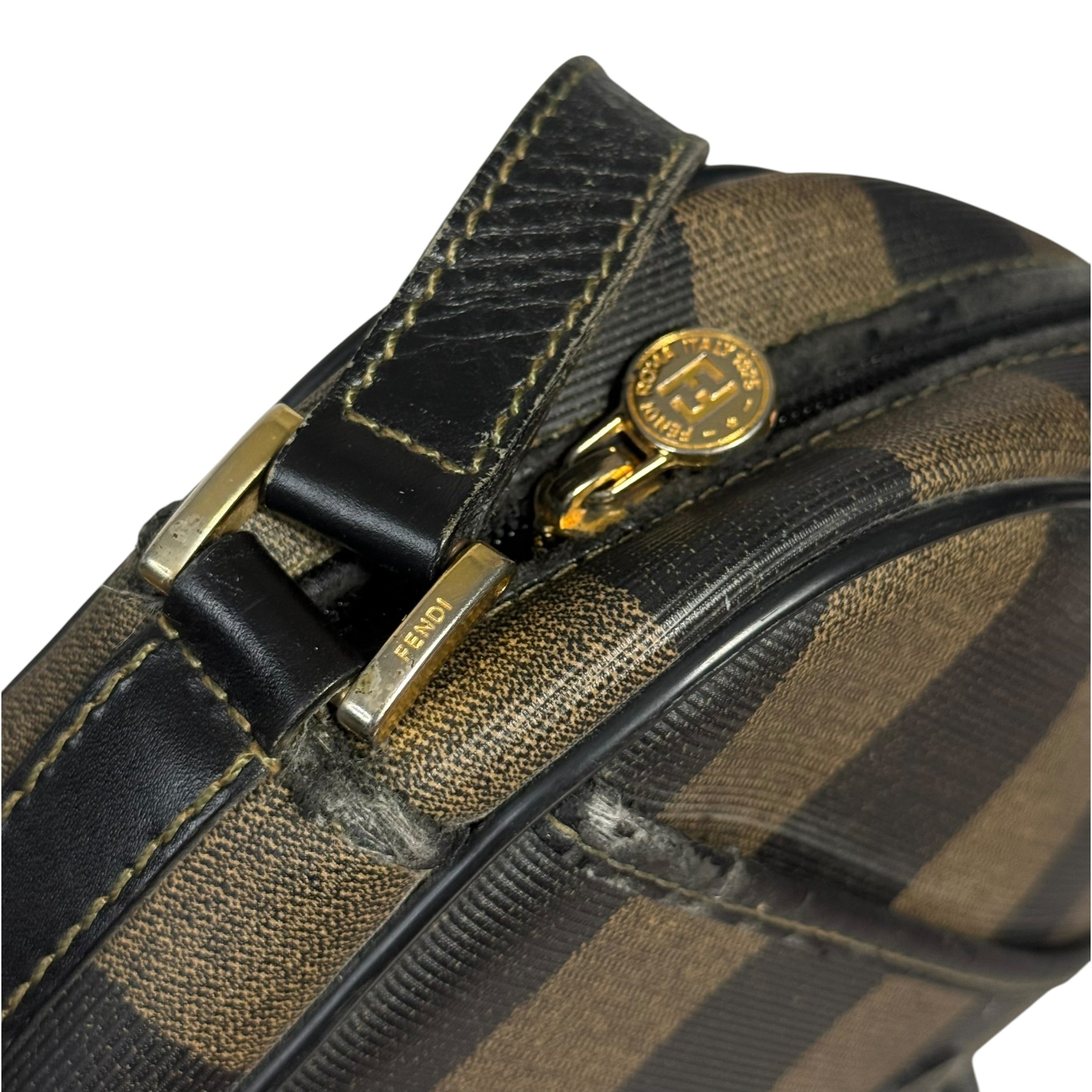 vintage 80s fendi pequin stripe crossbody camera bag