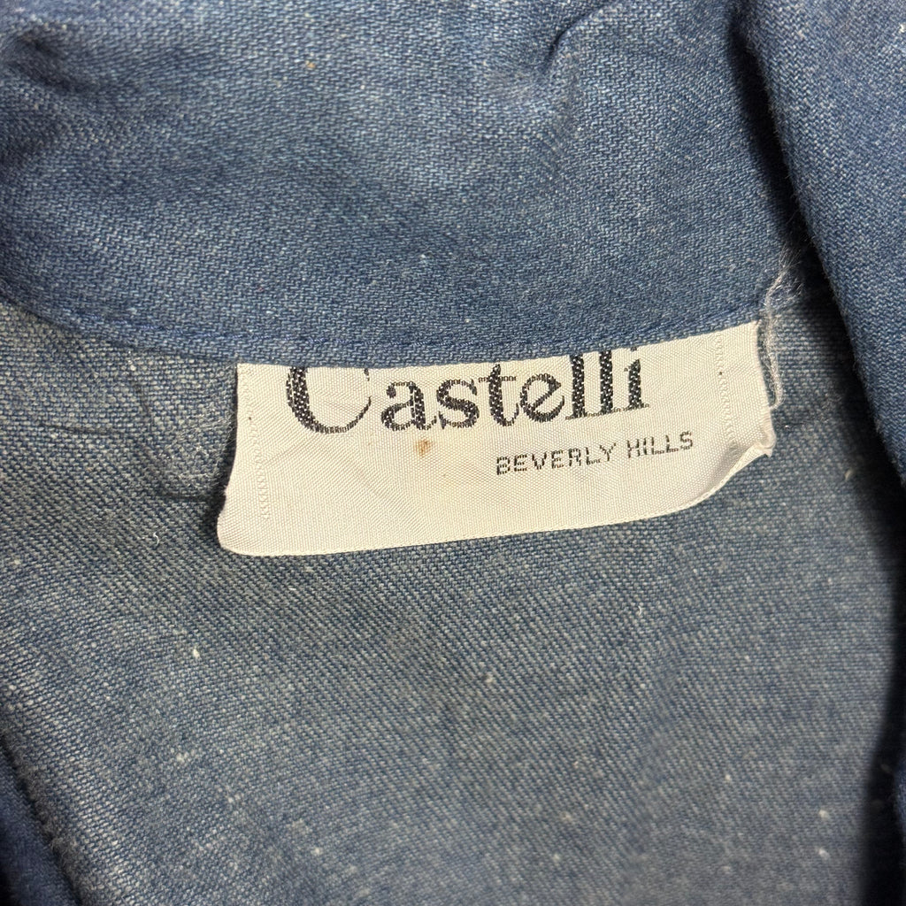 vintage 1980s castelli beverly hills french military style button up denim overshirt