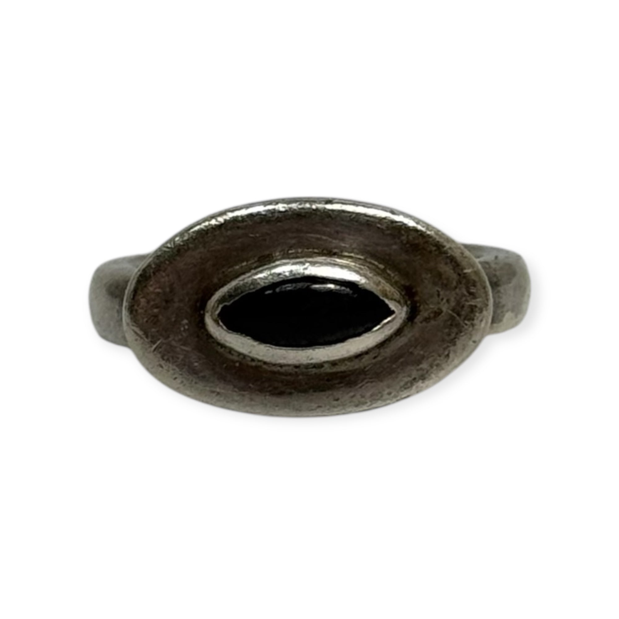vintage sterling silver black onyx eye ring