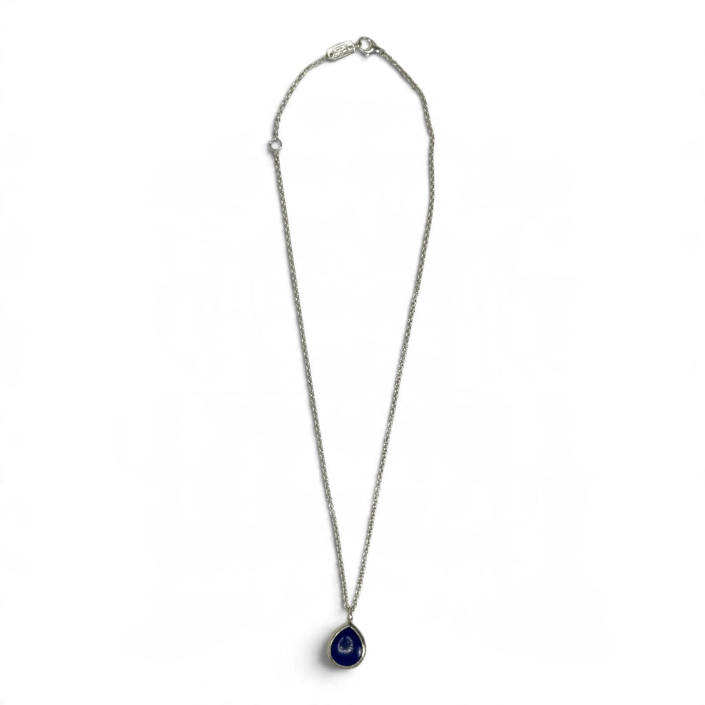 ippolita sterling silver clear quartz mother of pearl + lapis lazuli teardrop necklace