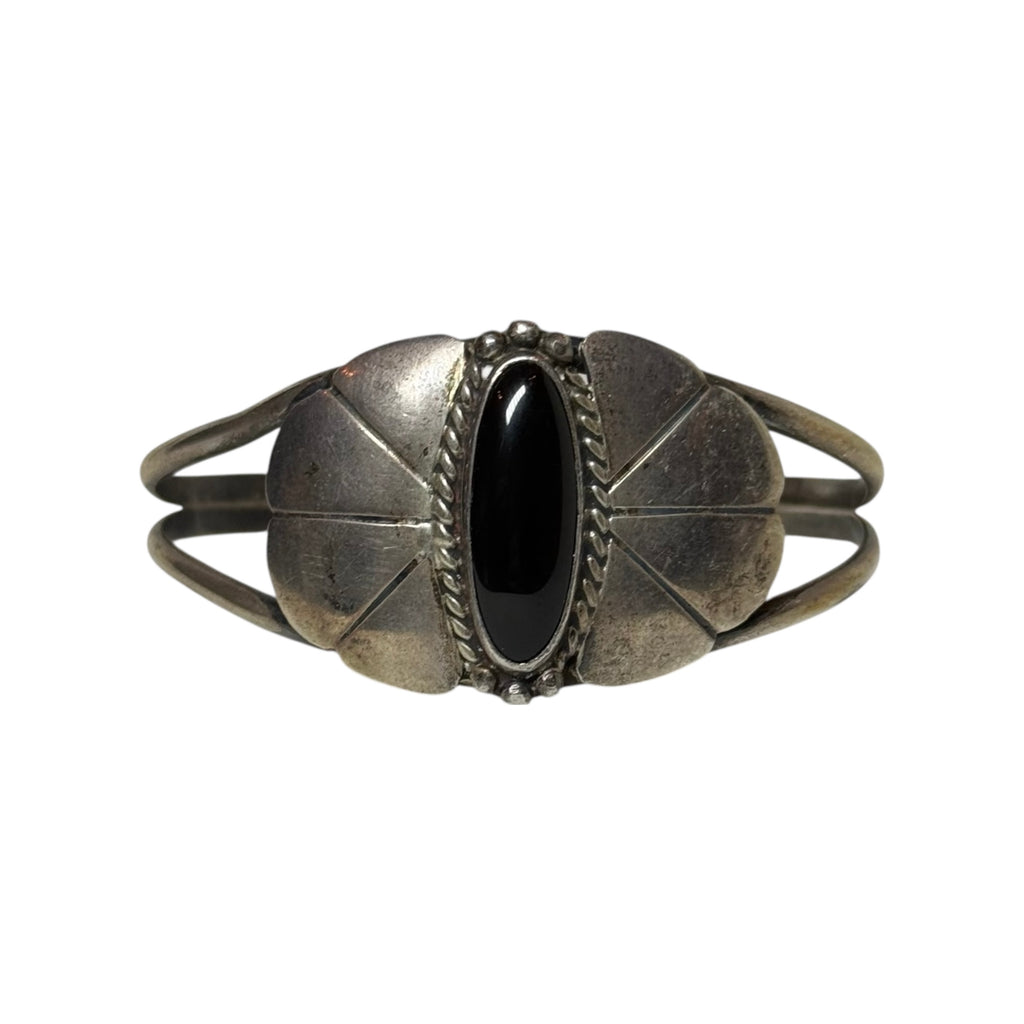 vintage b. rubin native black onyx sterling silver cuff bracelet