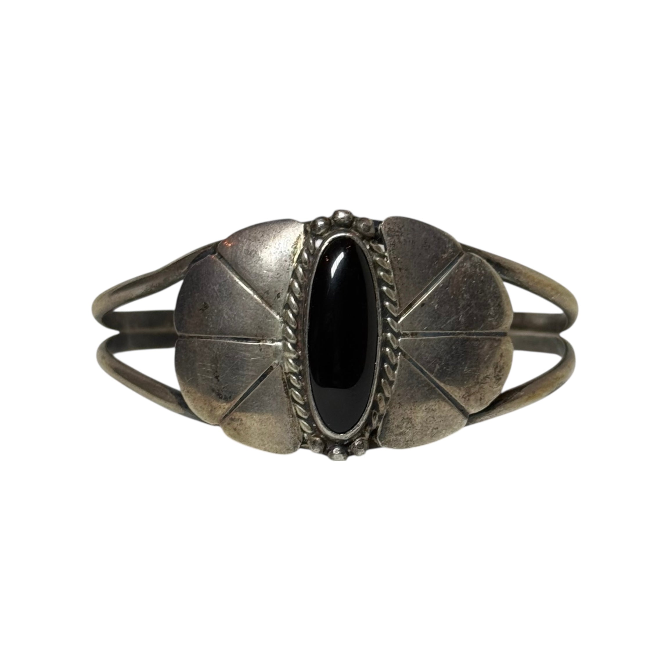 vintage b. rubin native black onyx sterling silver cuff bracelet