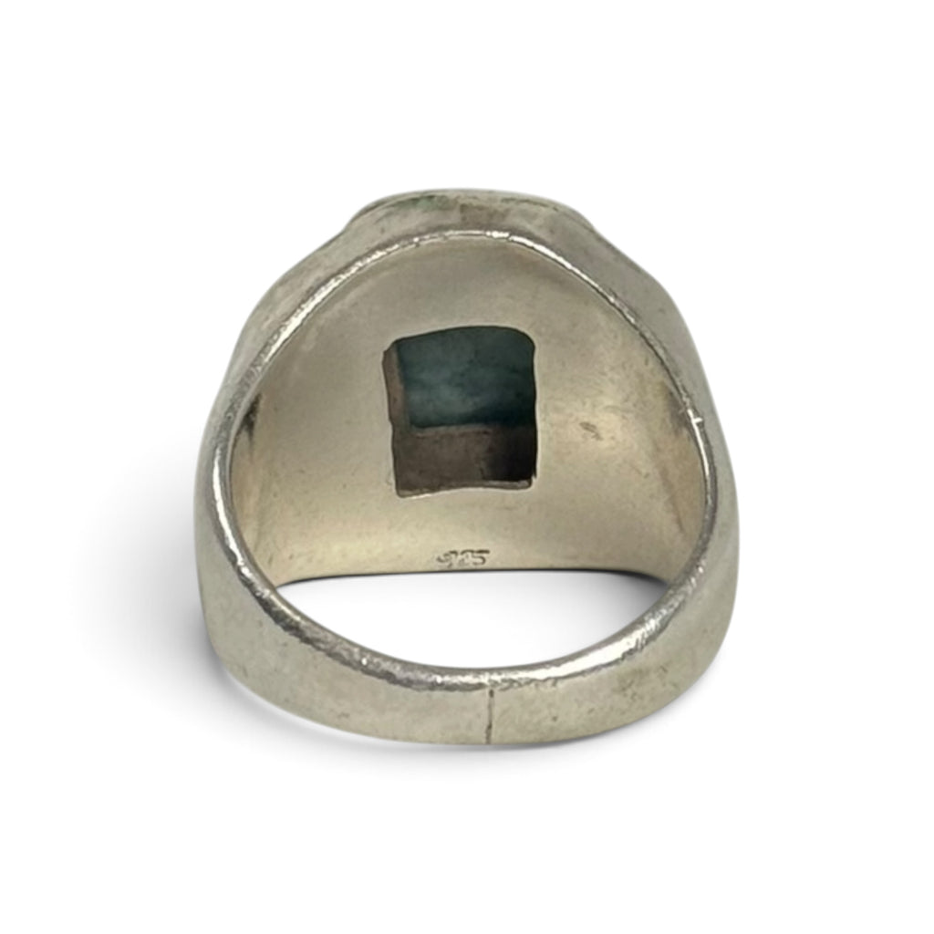 vintage sterling silver larimar gemstone bezel signet ring