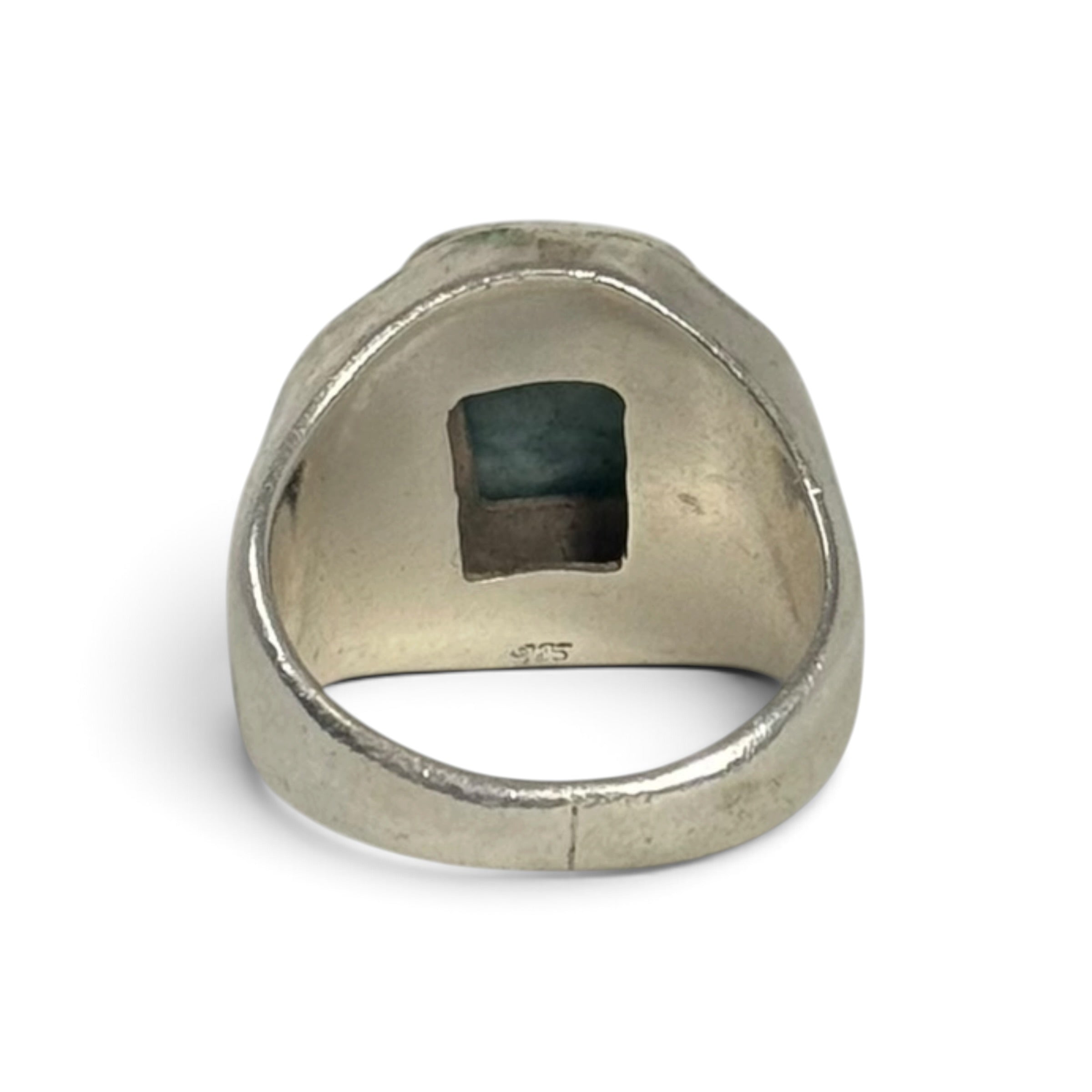 vintage sterling silver larimar gemstone bezel signet ring
