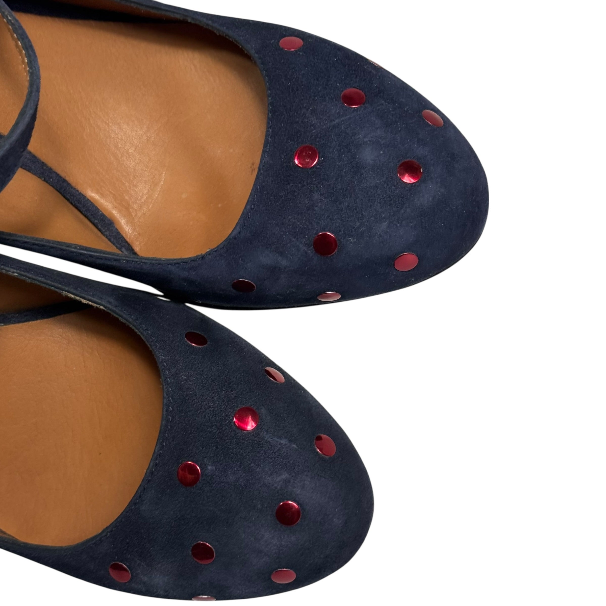 chie mihara studded polka dot mary jane pumps