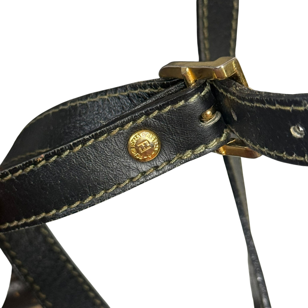 vintage 80s fendi pequin stripe crossbody camera bag