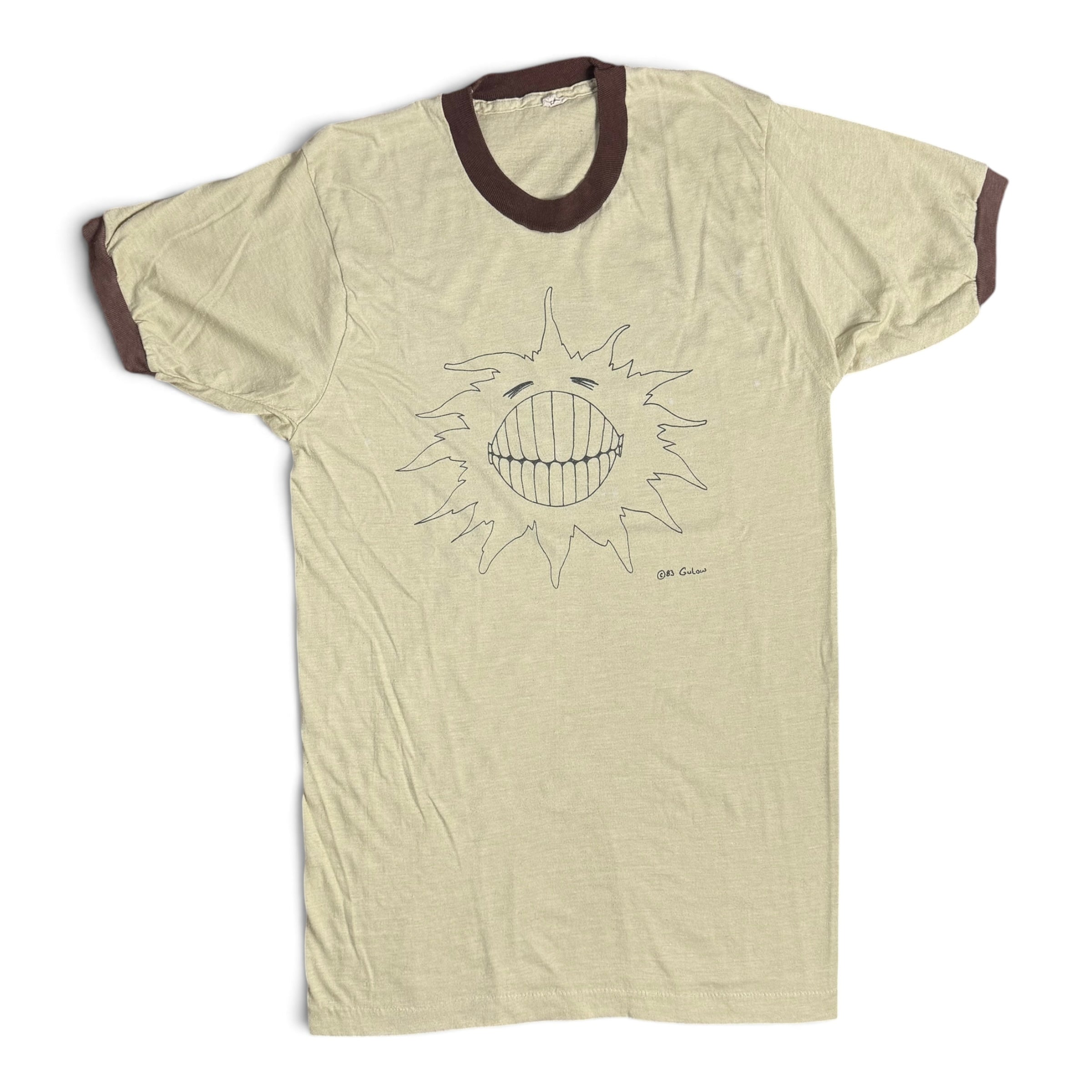 vintage 1983 gulow smiley sun ringer tee