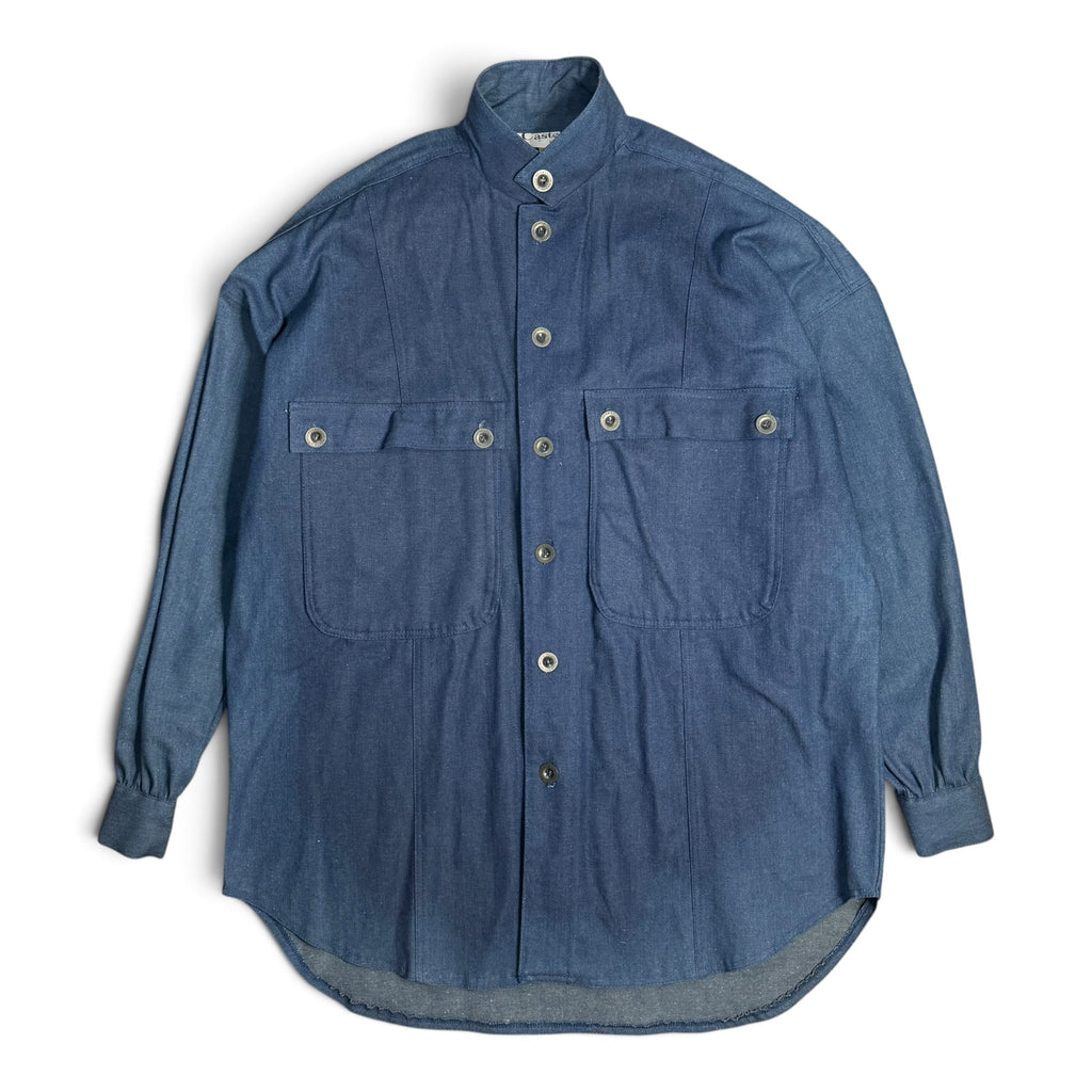 vintage 1980s castelli beverly hills french military style button up denim overshirt