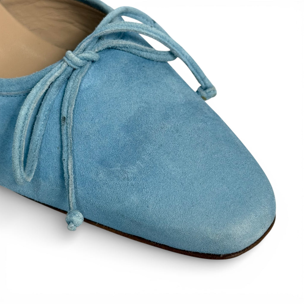 manolo blahnik baby blue ballerimu mules