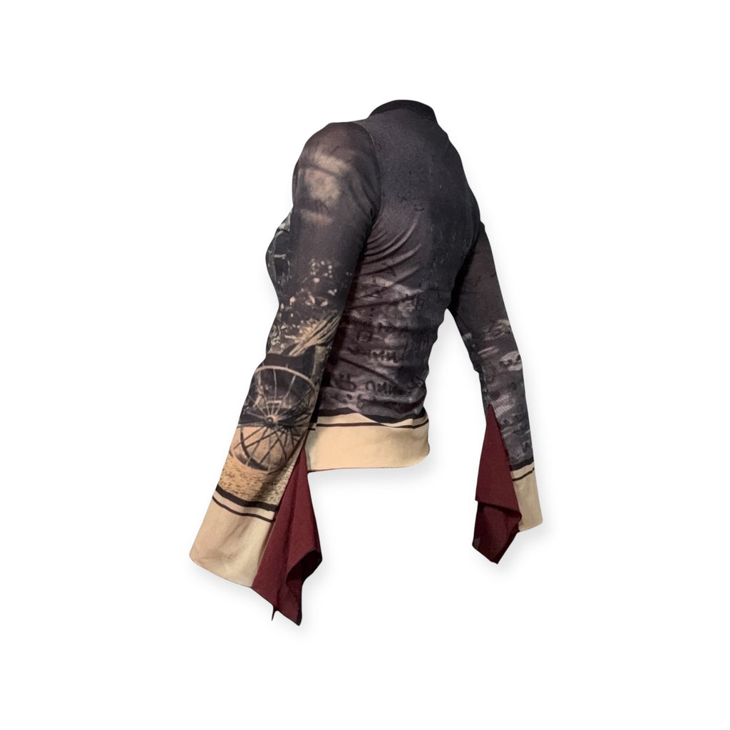 cop copine geisha print long sleeve top