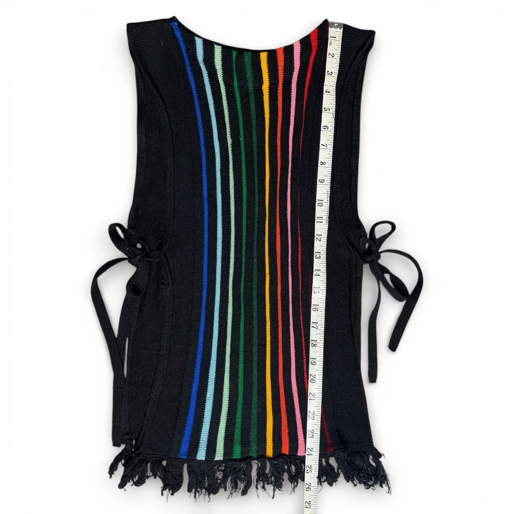 vintage rainbow stripe side tie knit top