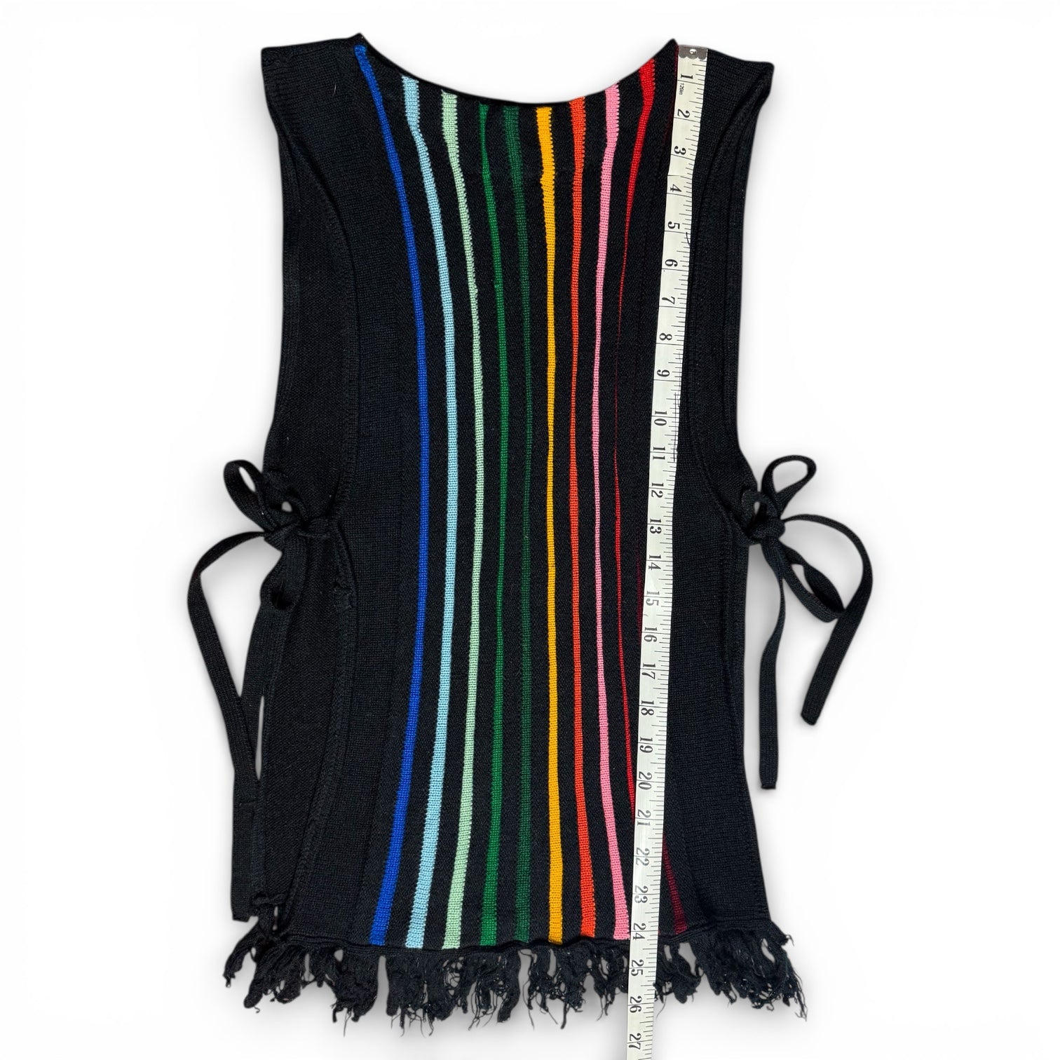 vintage rainbow stripe side tie knit top