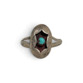 vintage southwestern silver + turquoise shadowbox oval split shank ring