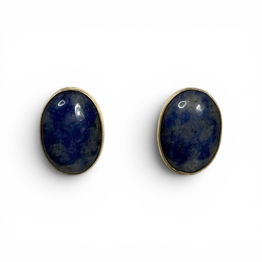 vintage van horne collection vhc 925 sterling silver lapis lazuli oval post stud earrings
