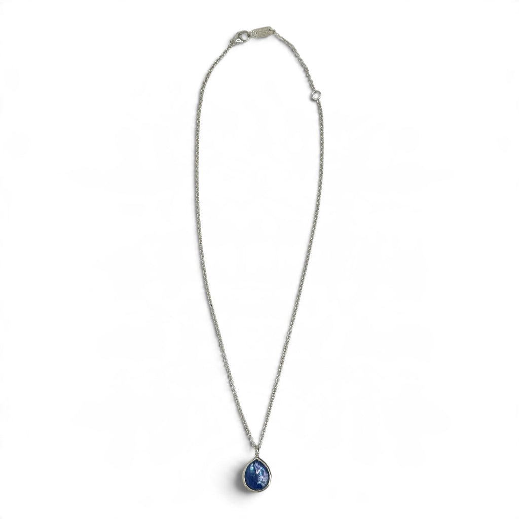 ippolita sterling silver clear quartz mother of pearl + lapis lazuli teardrop necklace