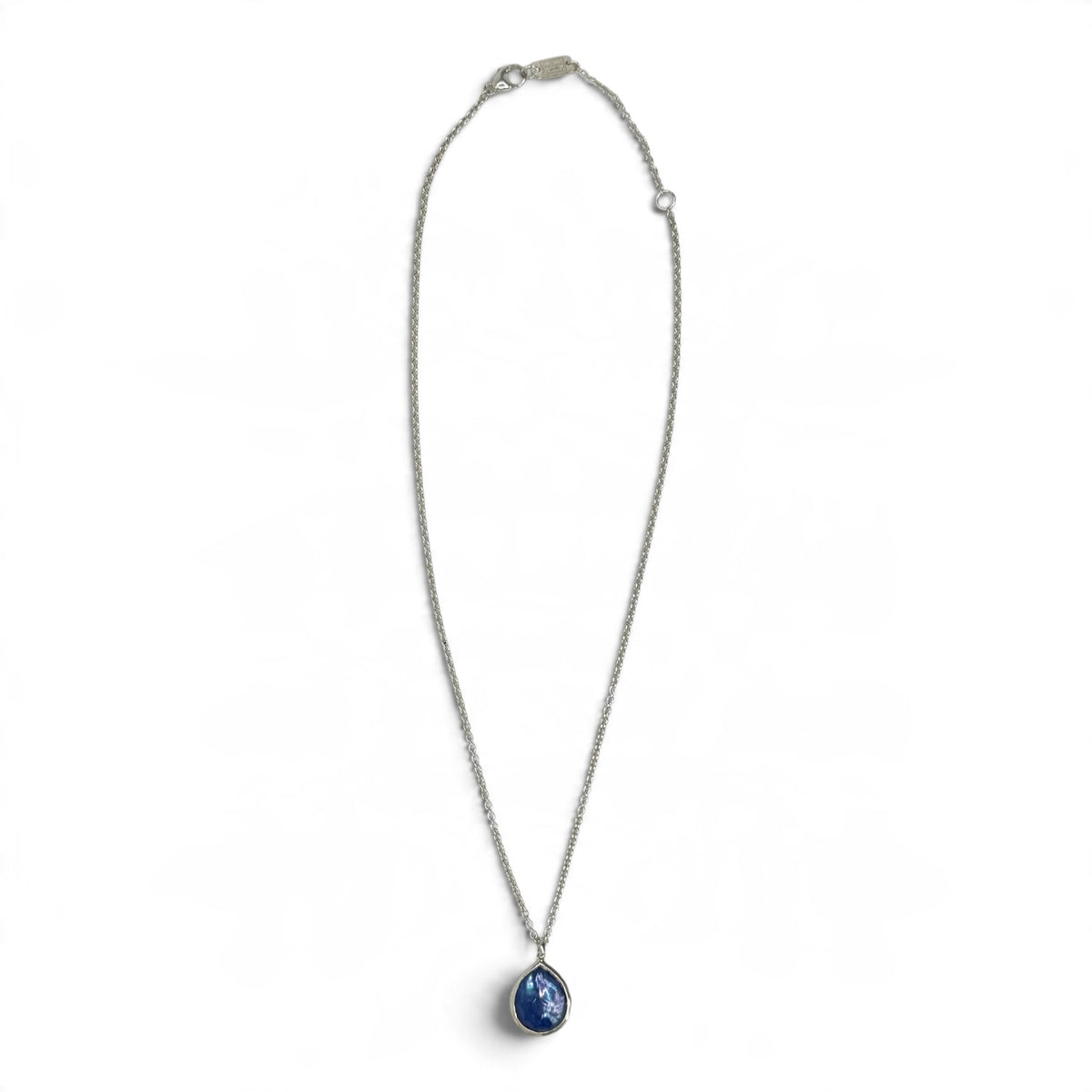 ippolita sterling silver clear quartz mother of pearl + lapis lazuli teardrop necklace