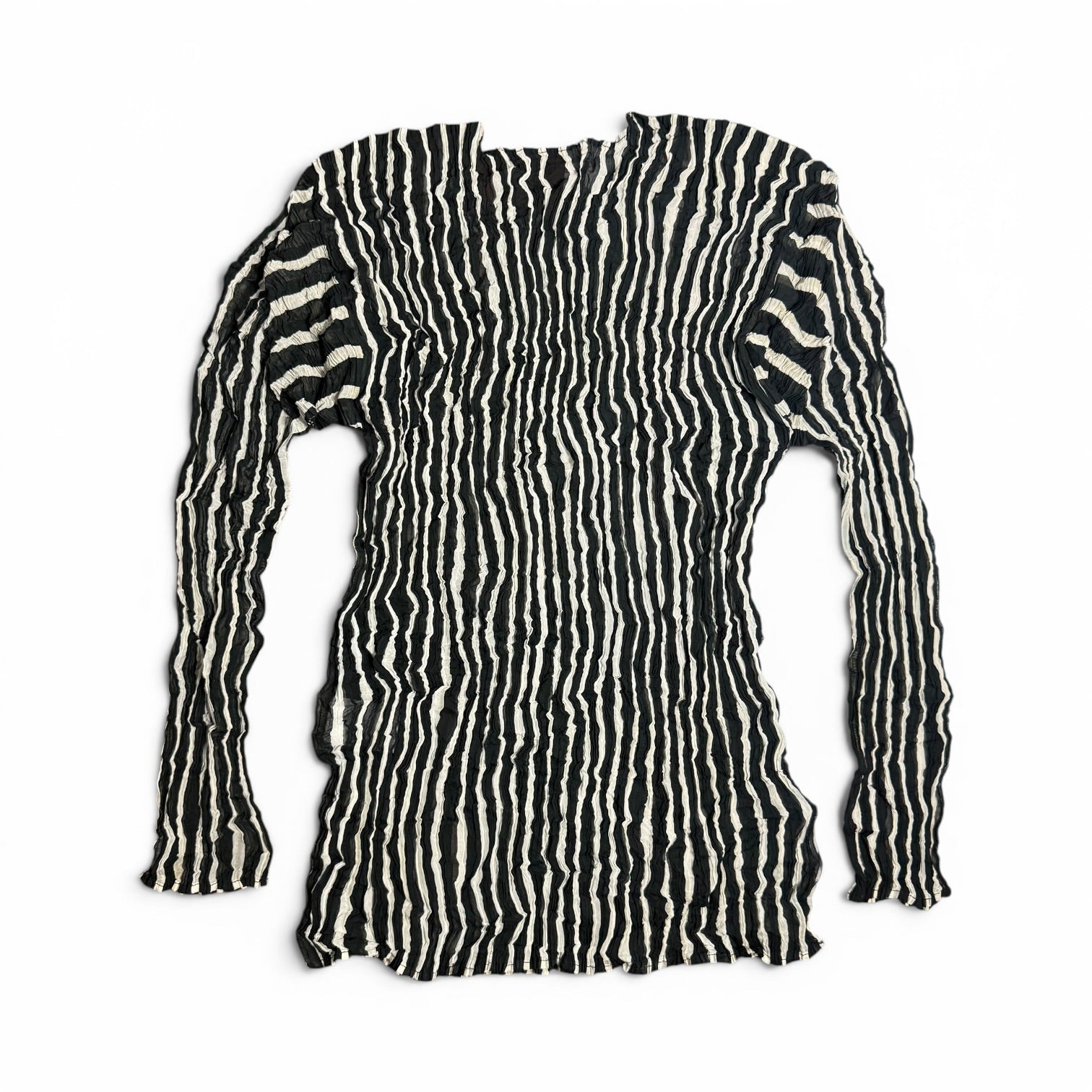 archival 1996 issey miyake mainline striped ripple pleated top + maxi skirt set