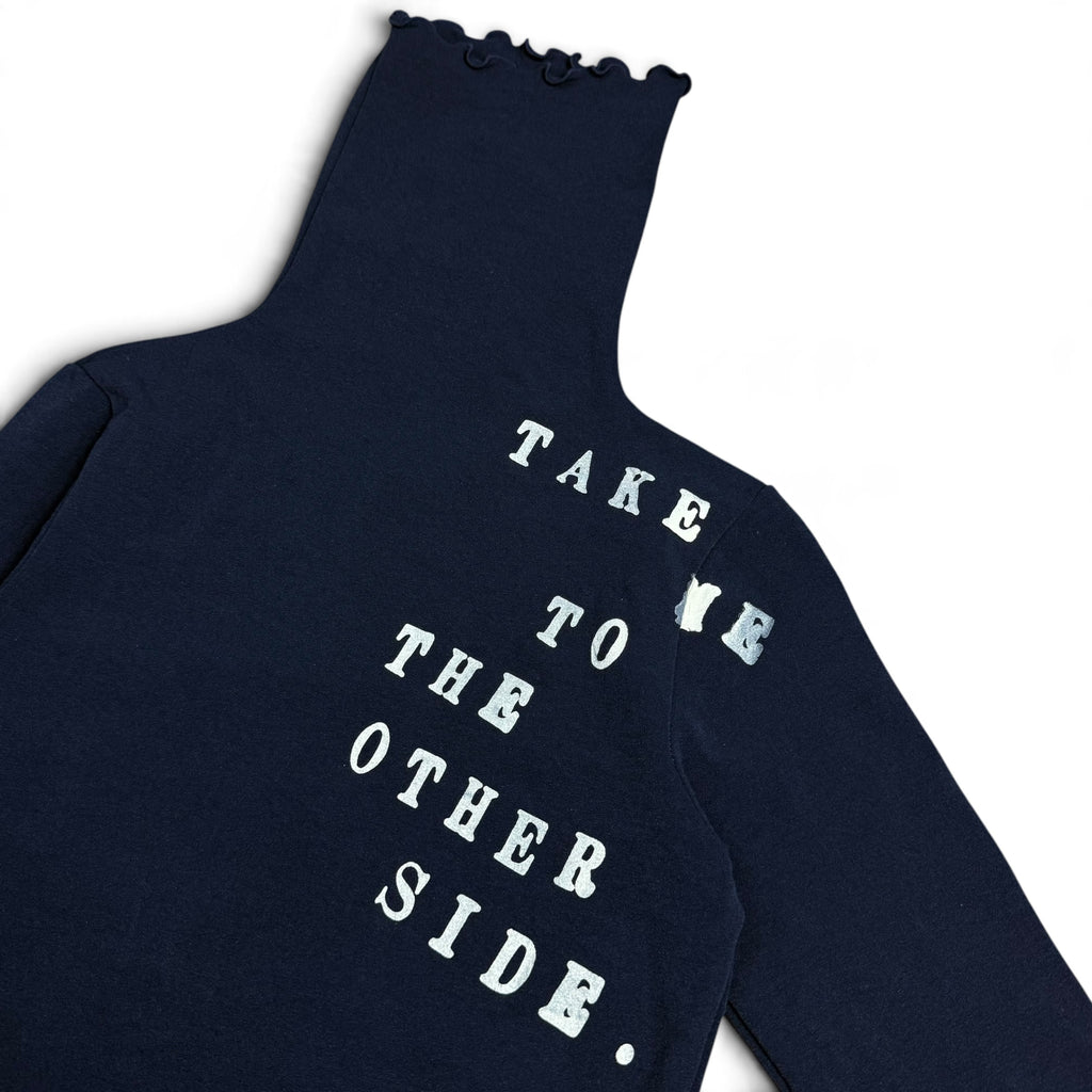 vintage y2k hysterics “take me to the other side” lettuce hem long sleeve turtleneck