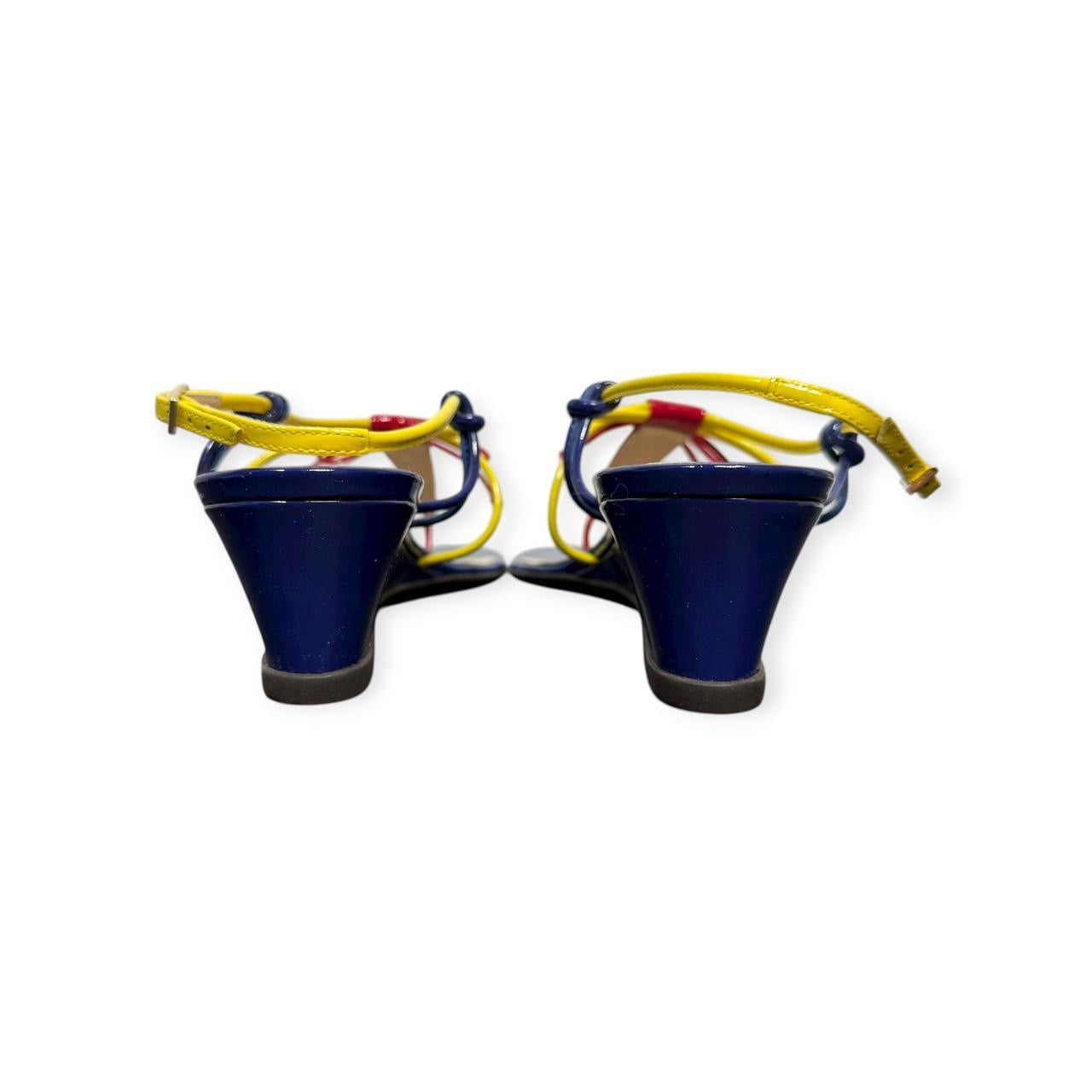 fendi tricolor patent leather thong sandals