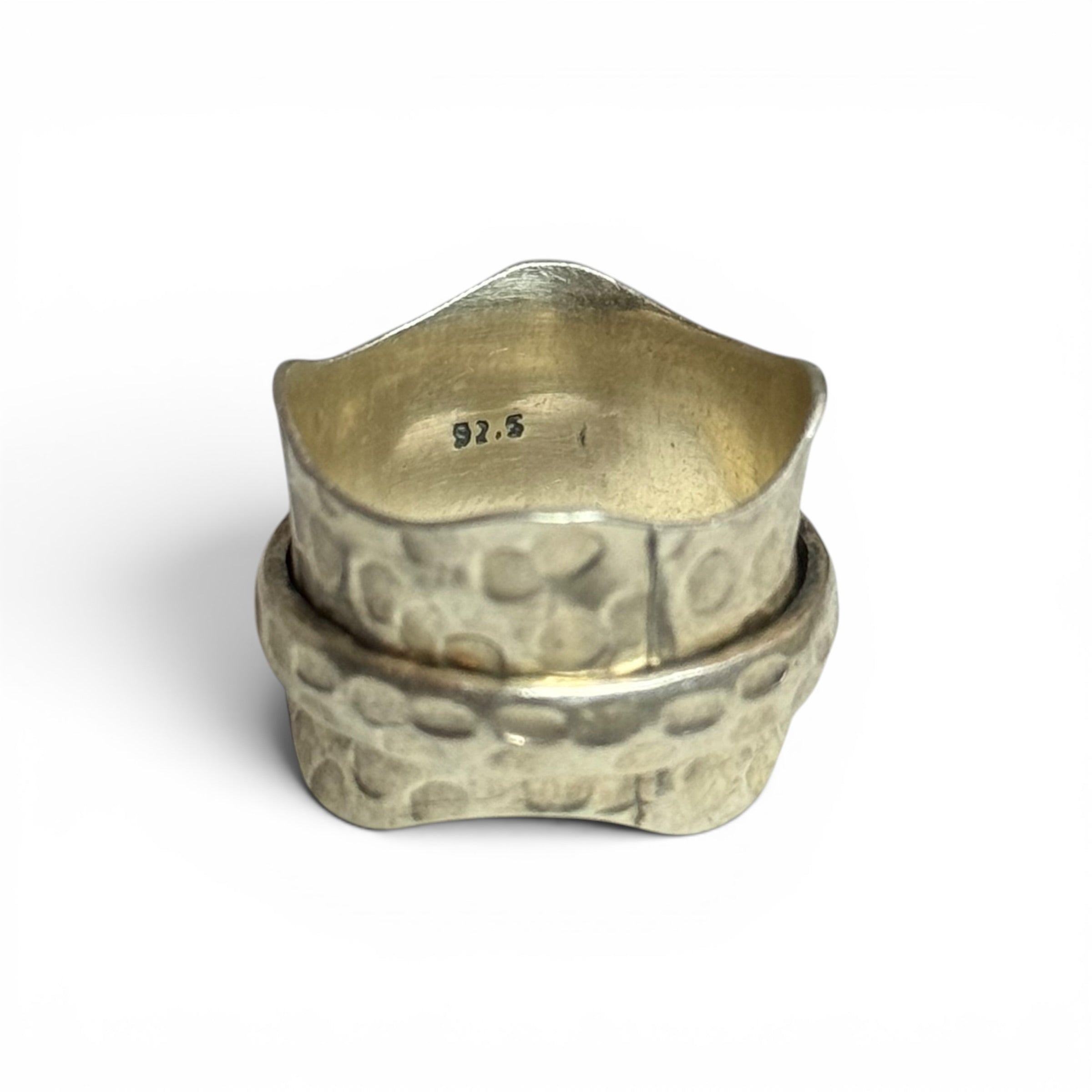 vintage 925 sterling silver hammered spinner ring