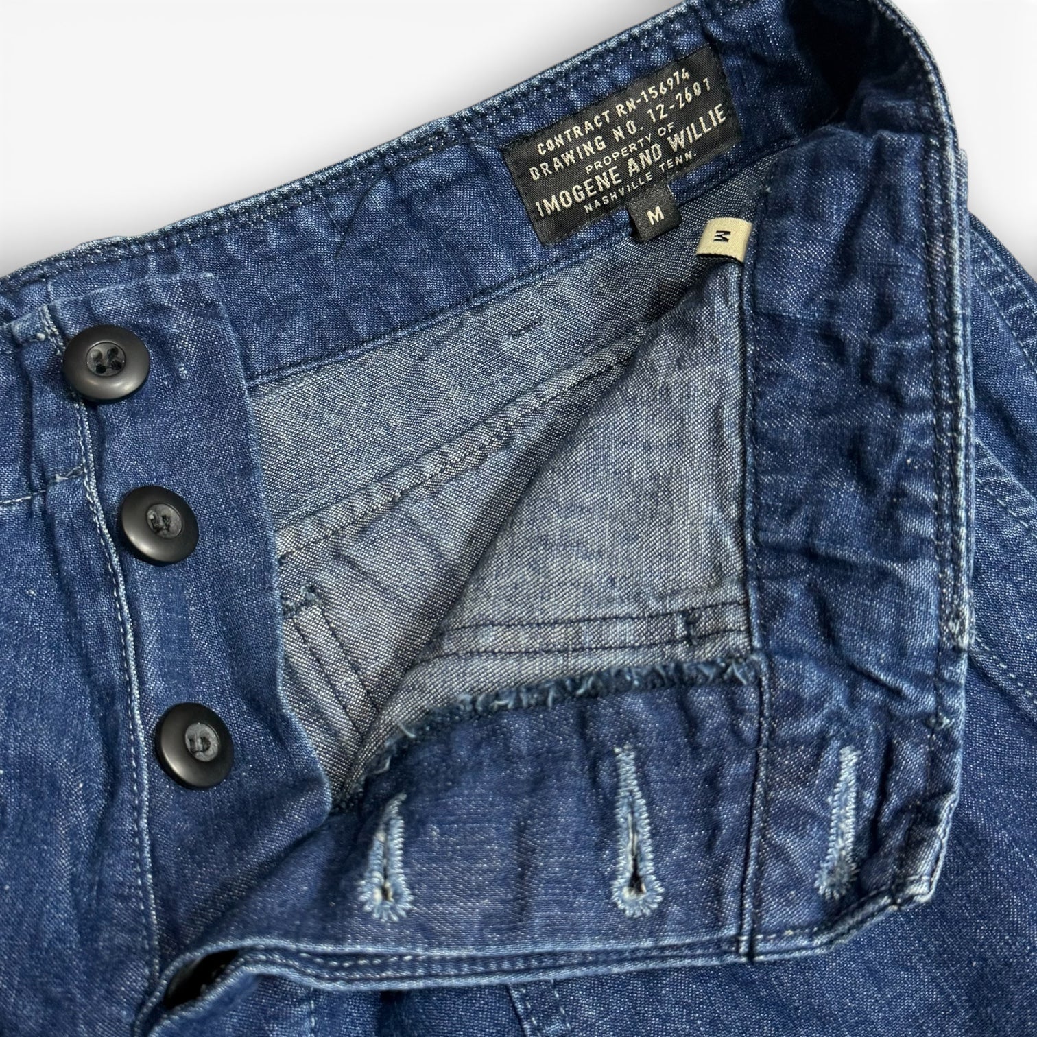imogene + willie blake military style wide leg indigo denim