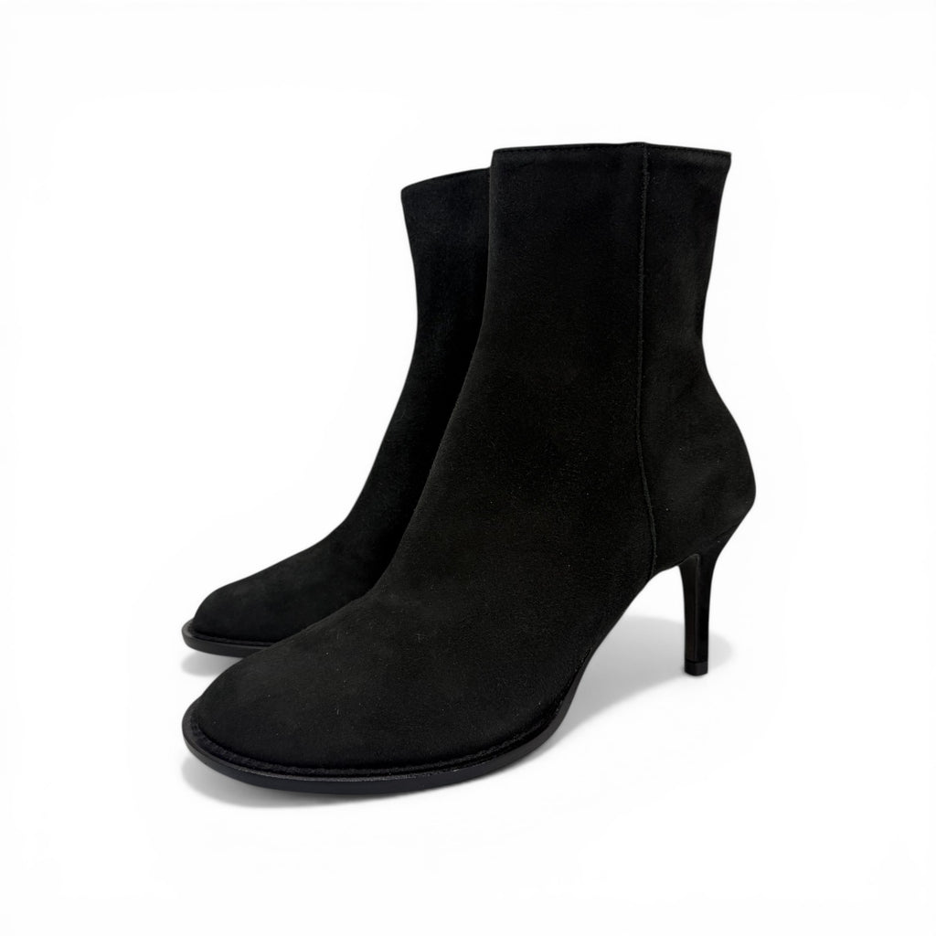 ann demeulemeester black camoscio suede stiletto ankle boots