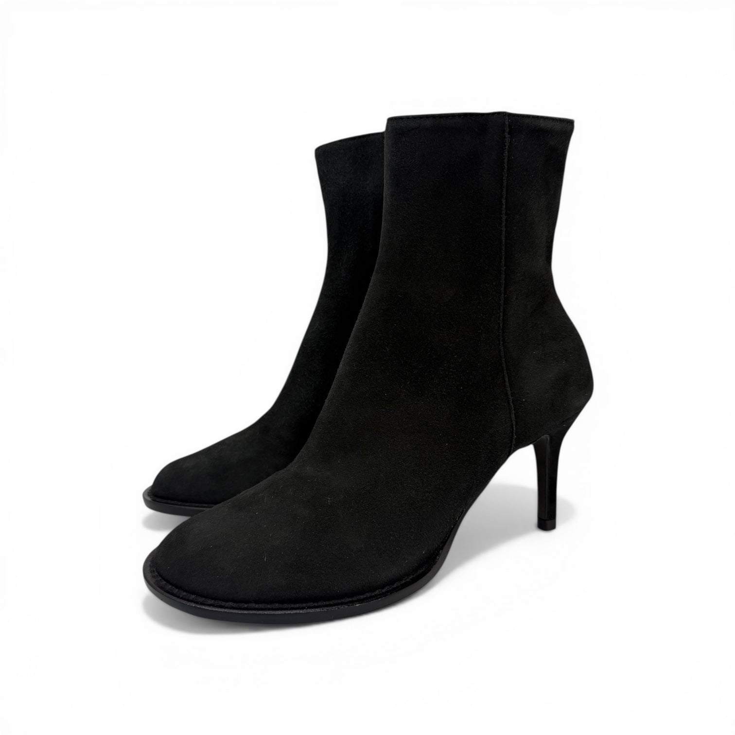 ann demeulemeester black camoscio suede stiletto ankle boots