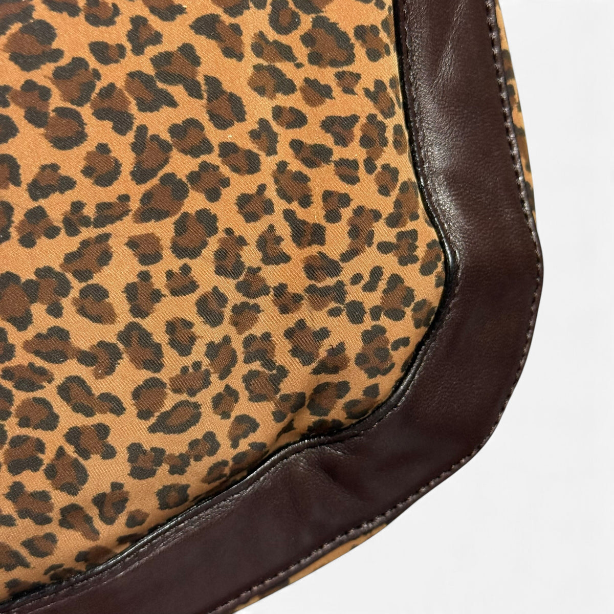 vintage bottega veneta leopard print canvas + leather shoulder bag