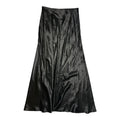 nwt french designer ioannis guia 100% satin silk black maxi skirt
