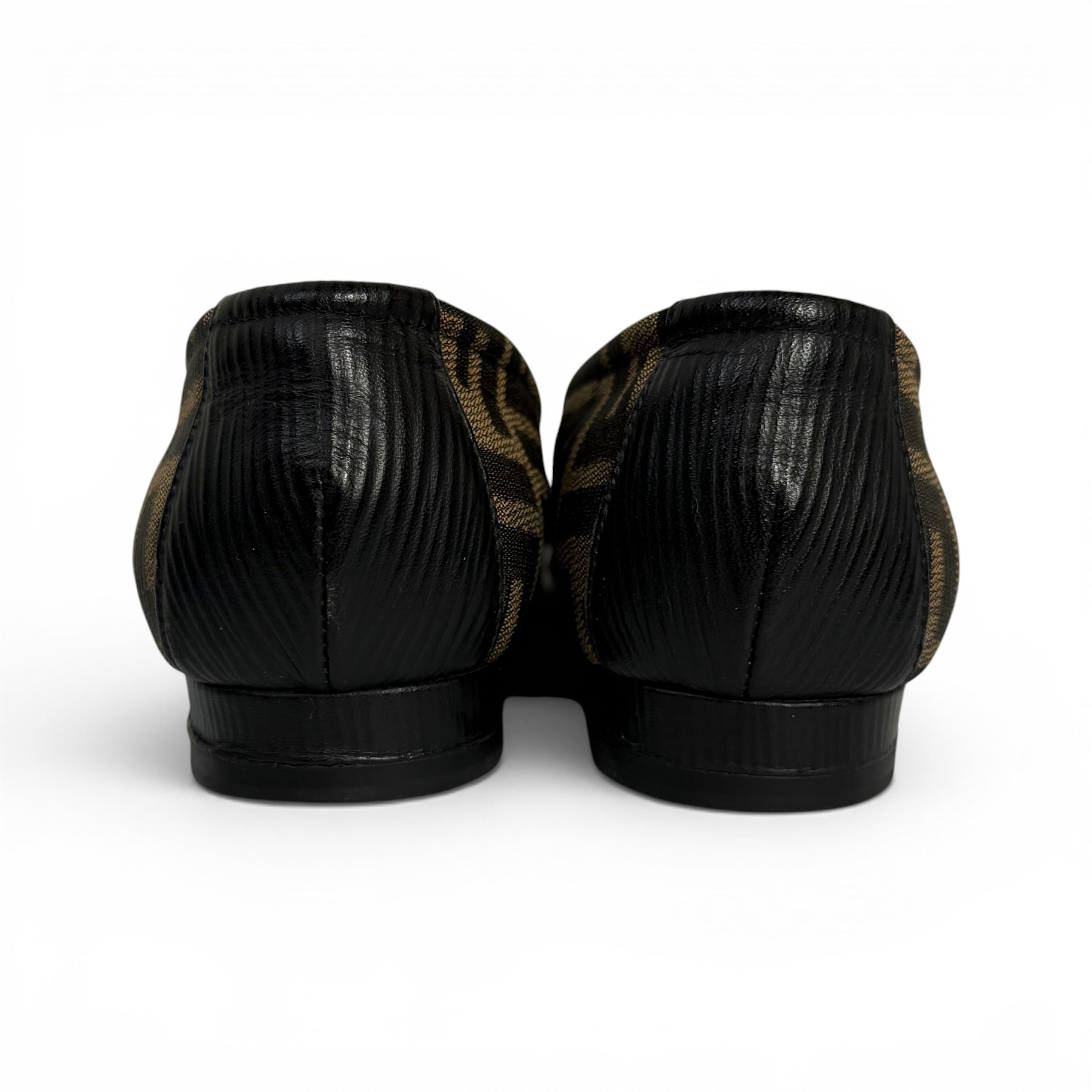 vintage fendi zucca monogram cap toe ballet flats
