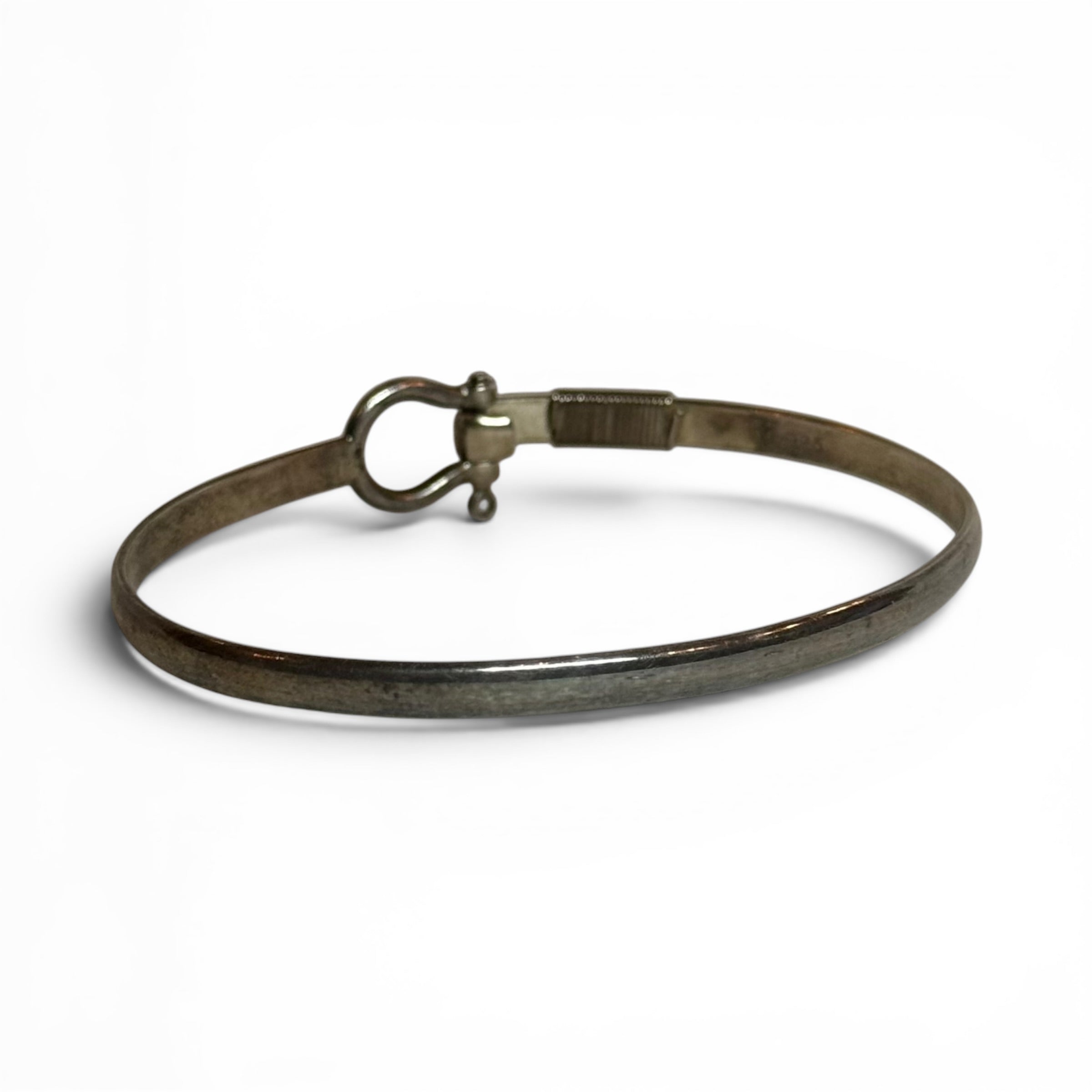 vintage gs 925 sterling silver sail hook bangle bracelet belt buckle style estate cuff