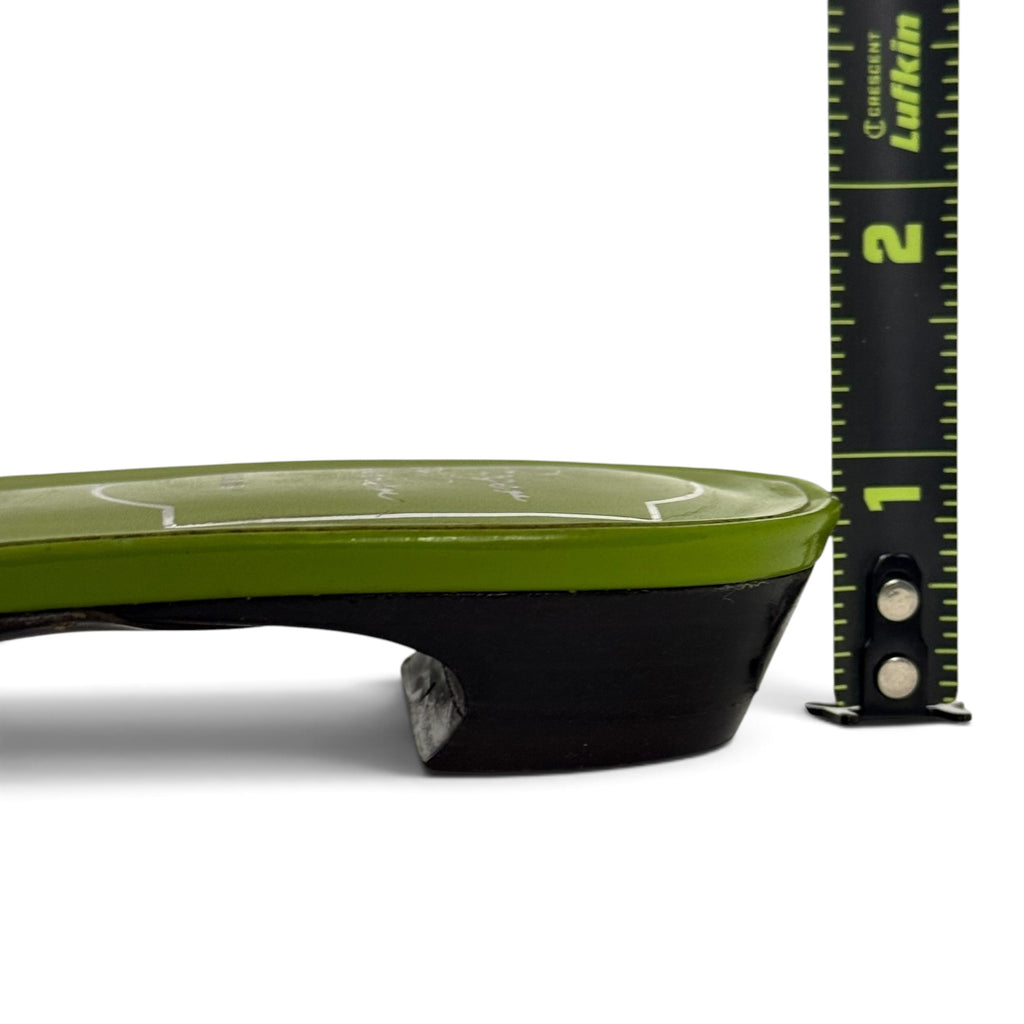 roger vivier green patent leather silver buckle slide sandals